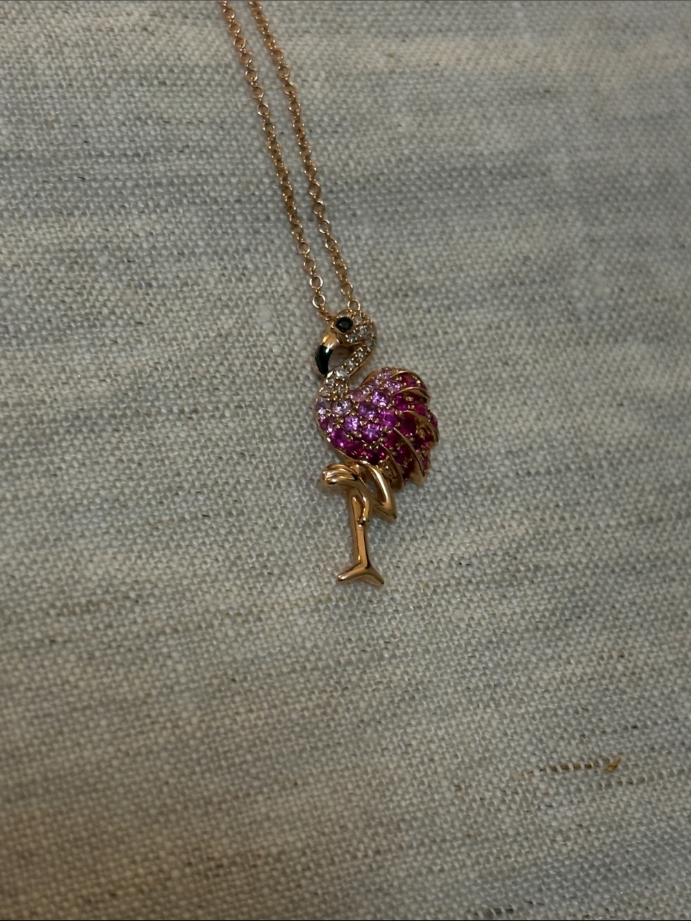 Rose gold pink flamingo necklace